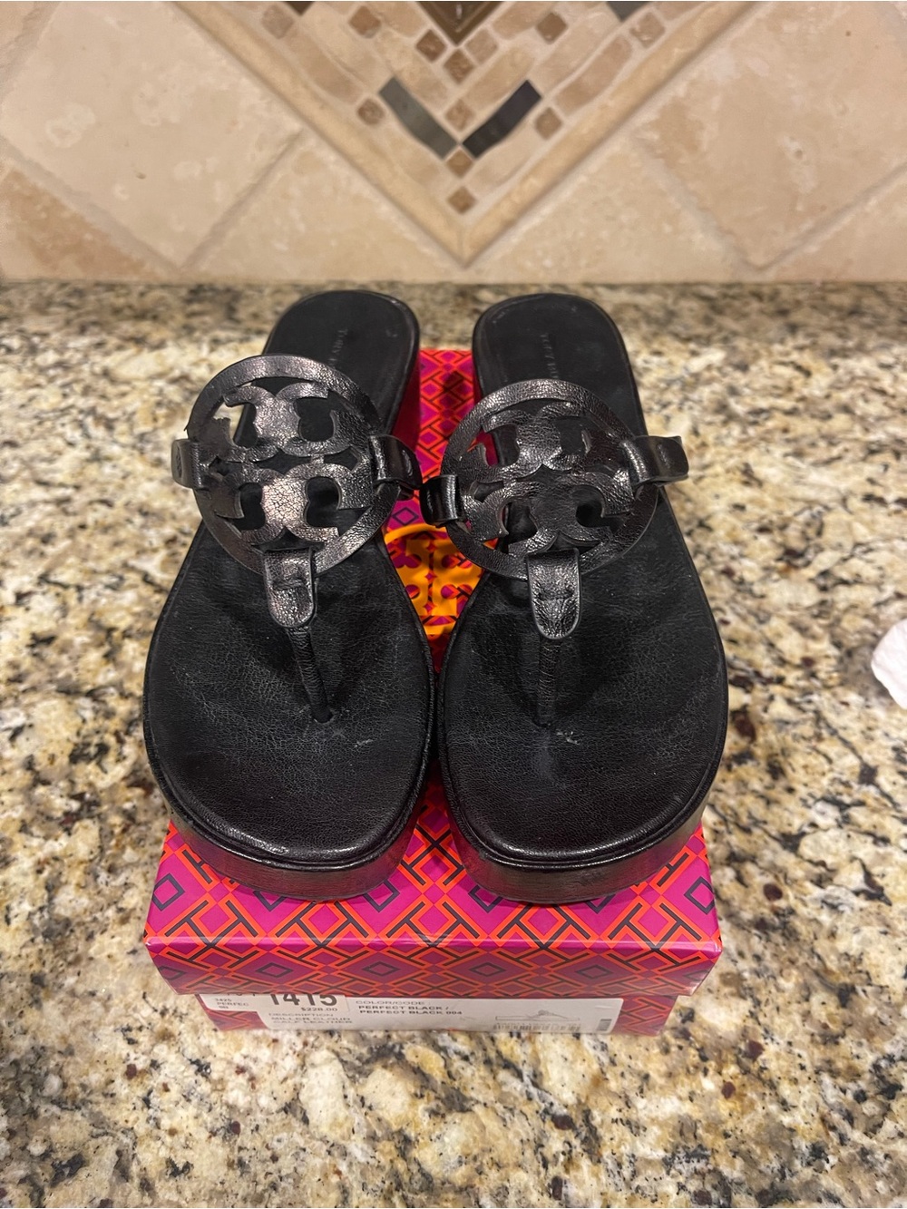 Tory Burch Miller Cloud Calf Leather Black Size 9